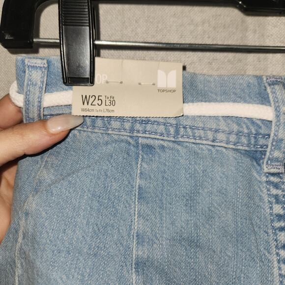 NWT Top Shop High Rise Wide Leg Denim Pants String Belt Sz 25 - Picture 5 of 5